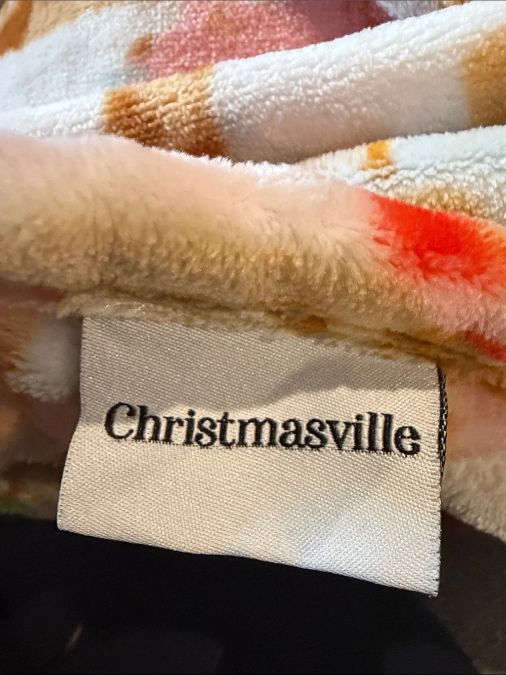 Holiday Village Printed Throw Blanket - White with Green & Pink